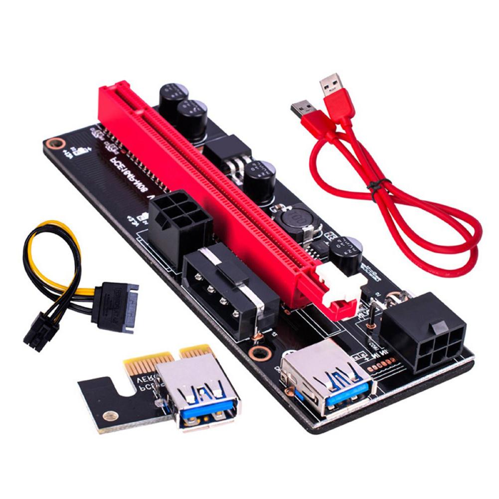 Ver009 USB 3.0 PCI-E Riser Ver 009s Express 1x 4x 8x 16x Extender Riser Bộ chuyển đổi Riser Card Sata 15Pin đến 6 pin PSU Power Cáp nguồn