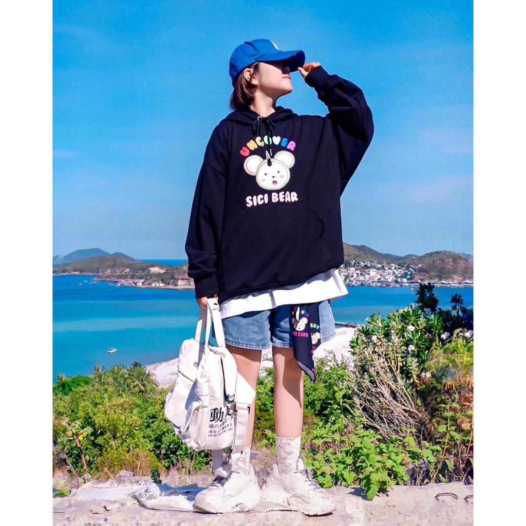 Áo Hoodie Chống Nắng THIFU FASHION In Hình Chú Gấu SICI BEAR Chất Liệu Thun PE Cho Nam Và Nữ Dưới 70kg