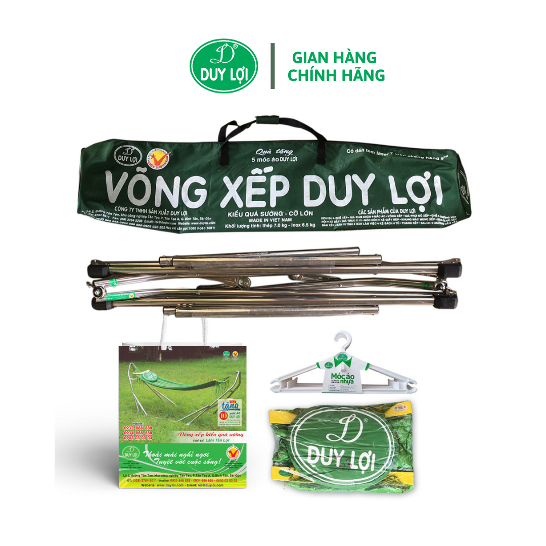 VÕNG XẾP DUY LỢI INOX - CỠ LỚN (QUÀ TẶNG 10 MÓC ÁO KÉP NHỰA CAO CẤP DUY LỢI)