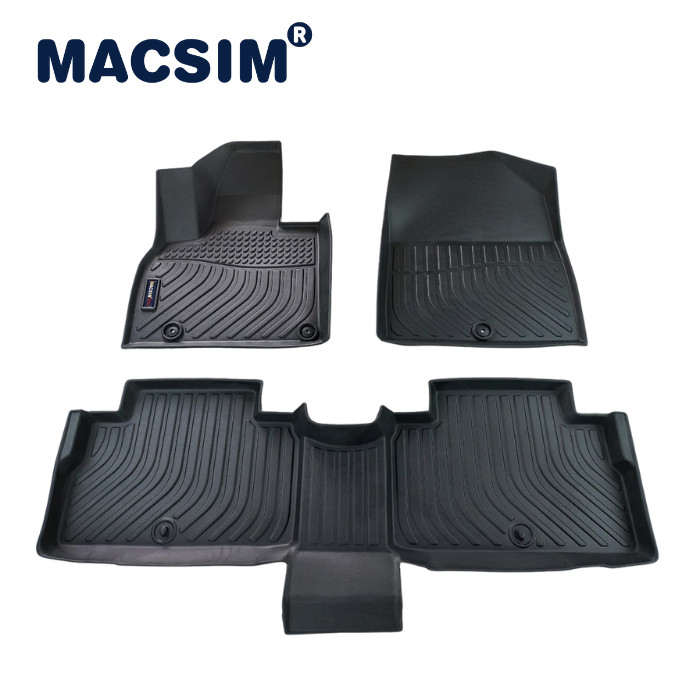 Thảm lót sàn xe ô tô KIA Telluride 2022 - chất liệu TPV thương hiệu Macsim màu đen