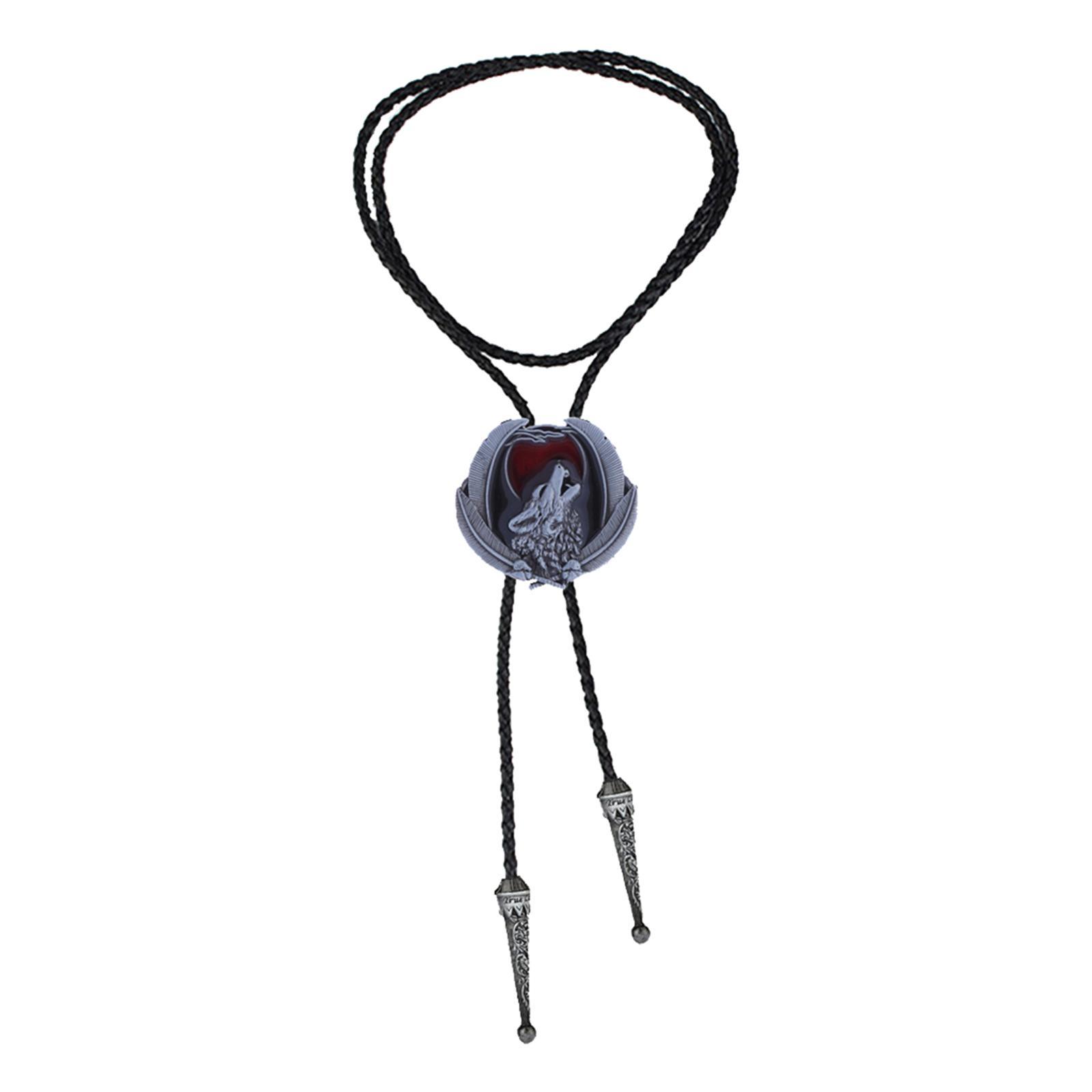 PU Western Bolo Tie Necktie Adjustable Women Men Pendant Costume Necklace