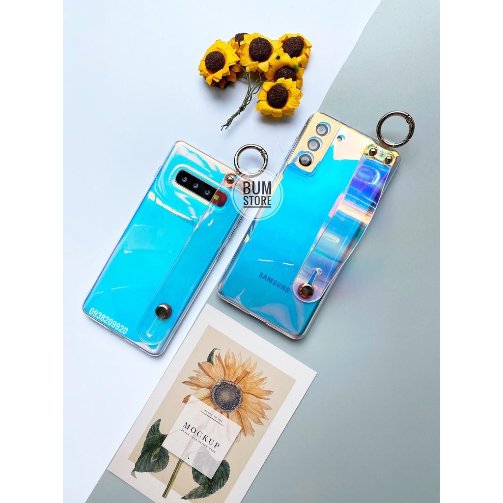 Ốp Lưng Đa Sắc Đính Dây Xỏ Tay Cho Dòng Samsung Galaxy S21Ultra , S21 Plus , S20 Ultra , S20 Plus , S10 Plus