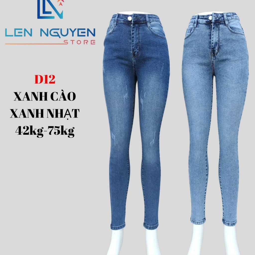 D12_Quần jean nữ, dài, lưng cao, quần bò nữ dáng ôm, quần rin nữ có big size, cho 42kg đến 75kg,LEN NGUYEN STORE