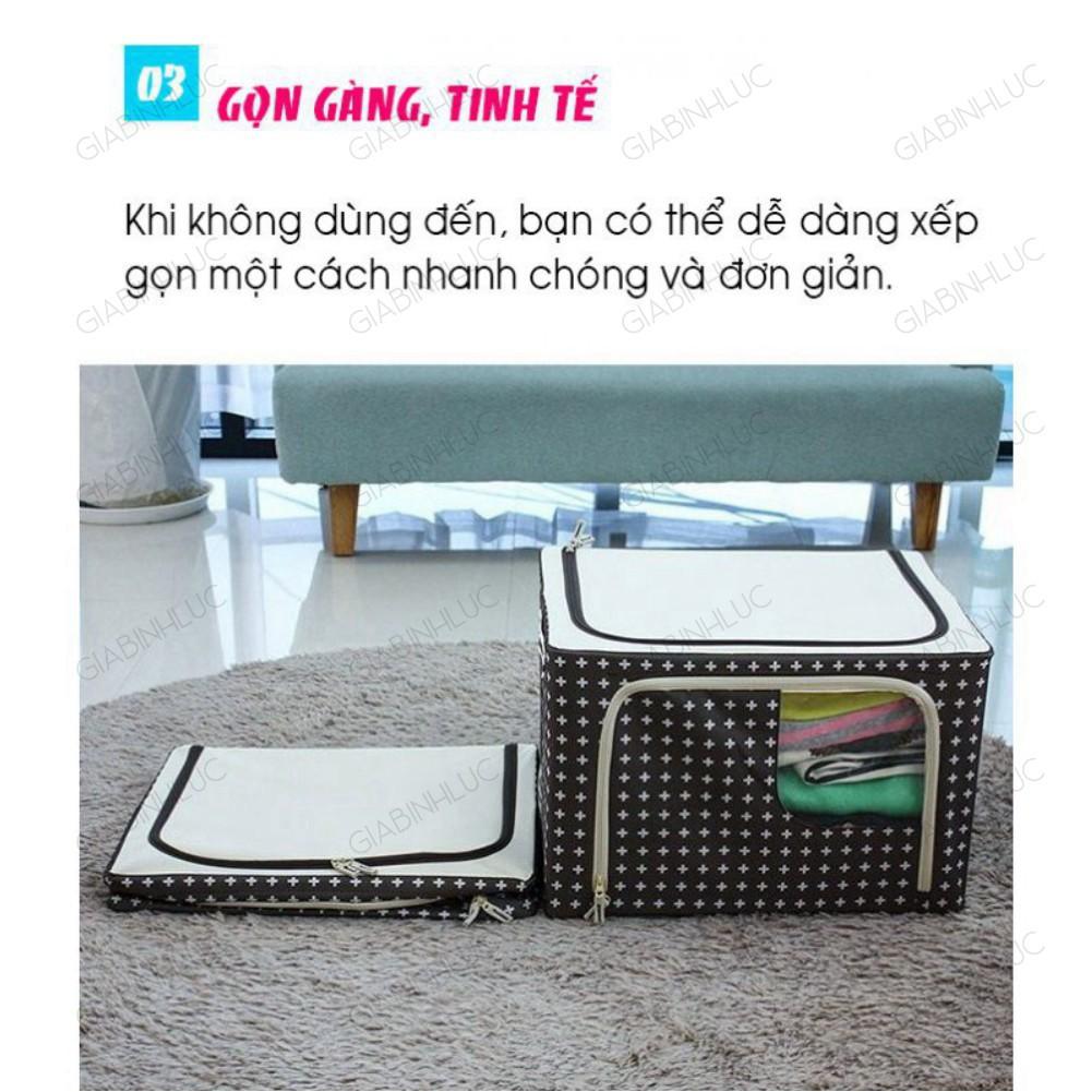 Túi Hộp Đựng Quần Áo Chăn Màn Khung Thép Chống Rỉ Chất Vải Bố Siêu Dai Gấp Gọn Linh Hoạt