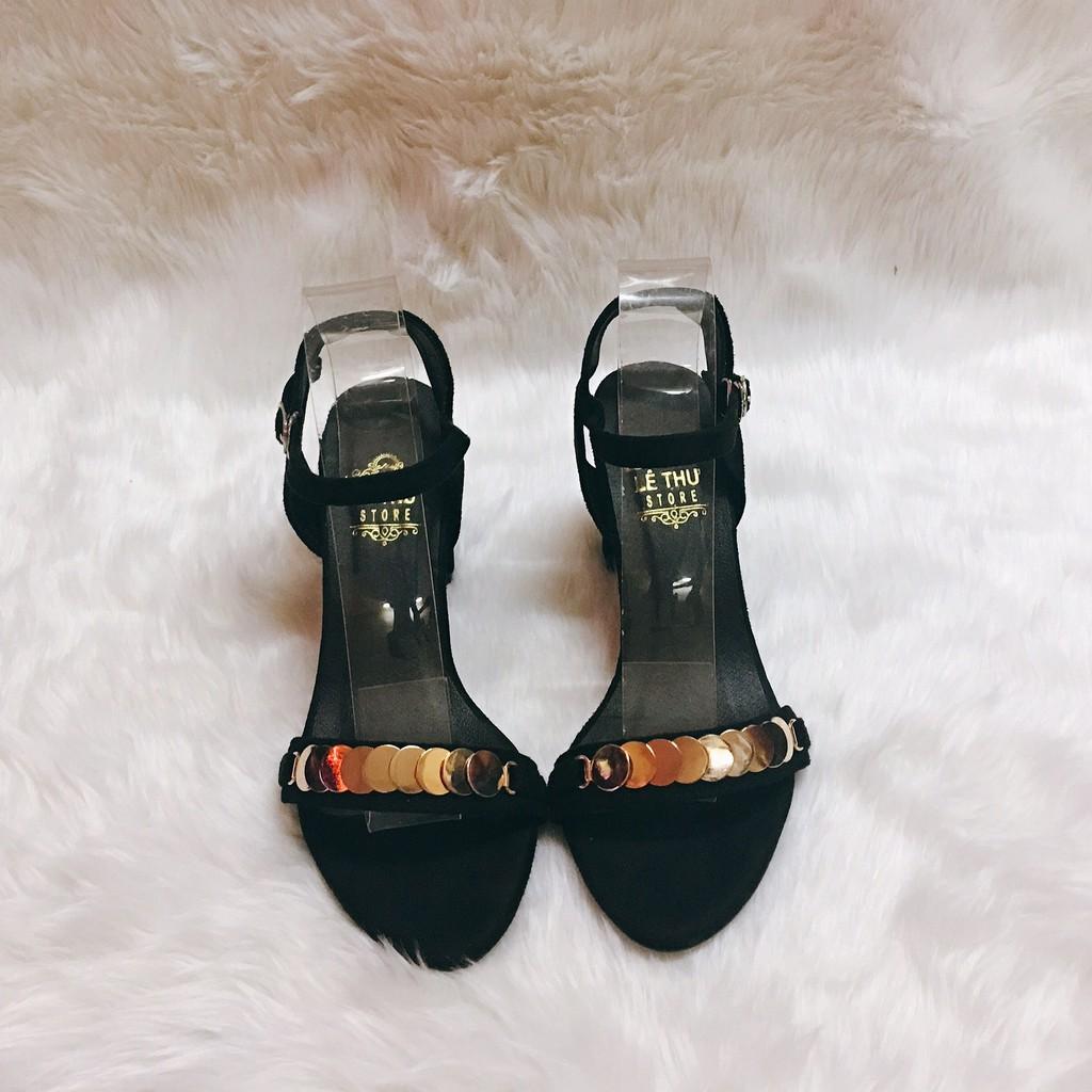 Giày cao gót sandal 7 phân bản đồng tiền LT (SD026)