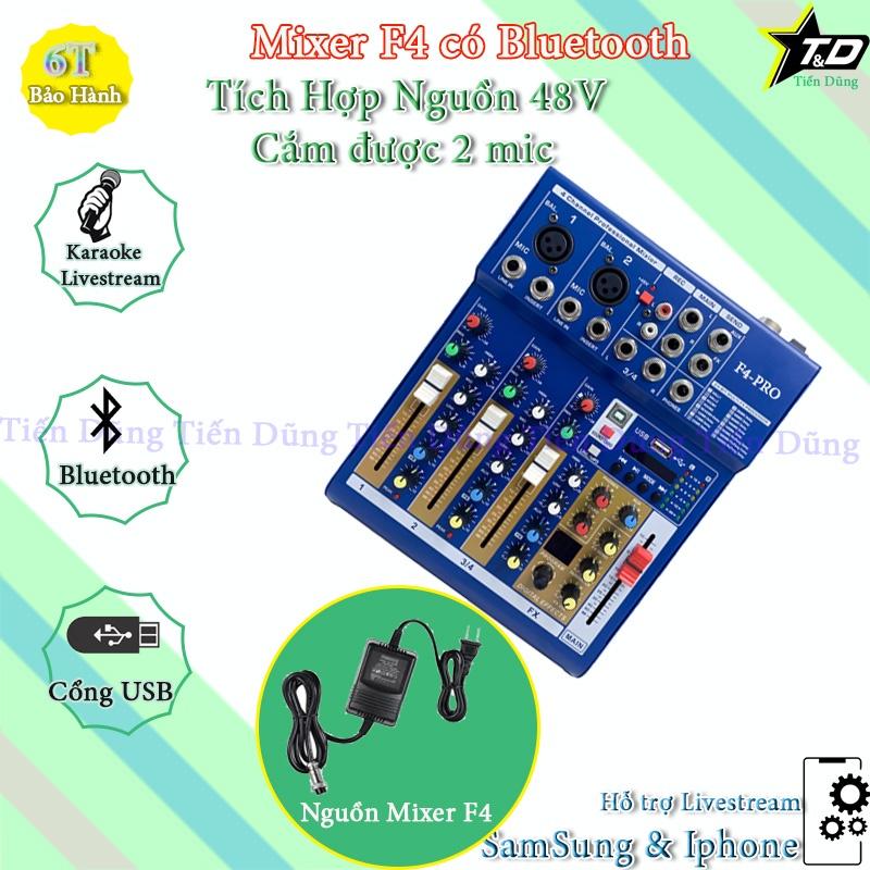 Bộ Mic Hát Livestream Mixer F4 PRO và Mic TAKSTAR PC K320 Chân Đế Dây Livestream Chế Dây Truyền Nhạc Dây mic 3m zắc 6.5