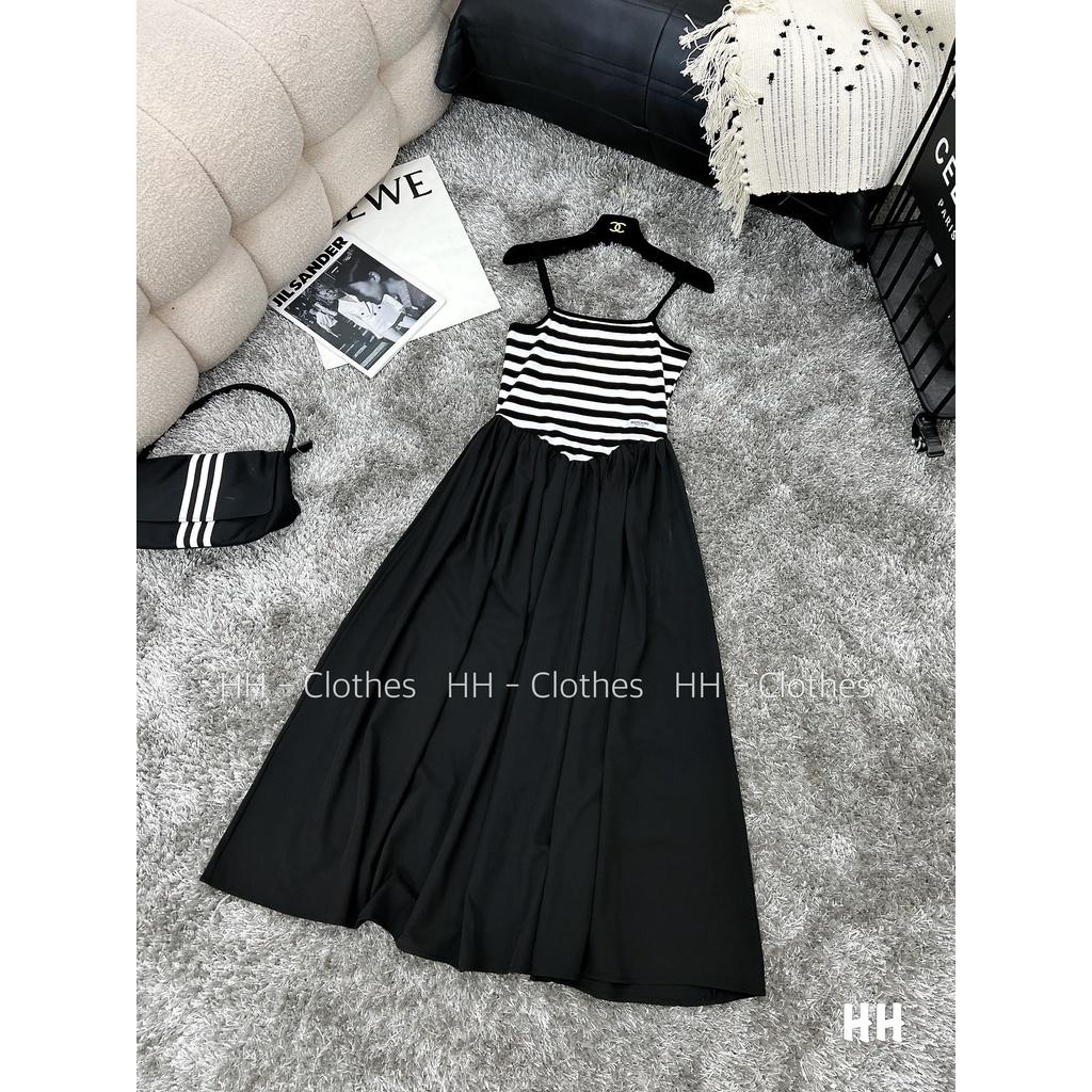 VÁY ĐI CHƠI, VÁY MAXI KẺ SỌC 2S DÁNG XÒE CỰC XINH IU