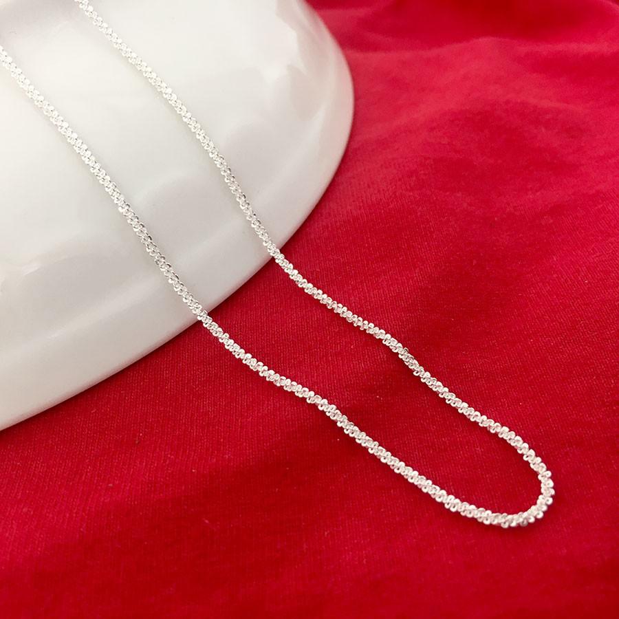 Vòng đeo cổ nữ kiểu dây lụa tròn độ dài 45cm chất liệu bạc thật không xi mạ trang sức Bạc Quang Thản