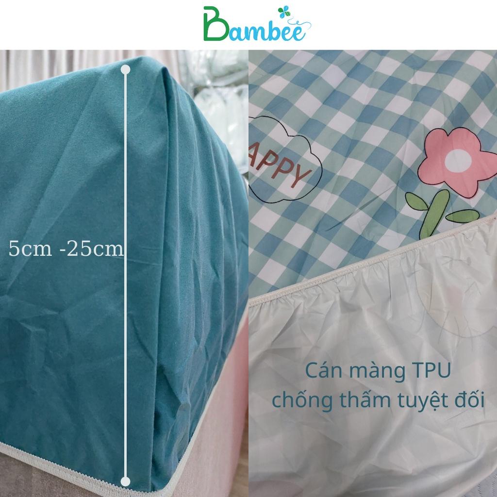 Ga chống thấm cotton, drap chống thấm cotton Bambee size 2mx2m2, 1m8, 1m6, 1m4, 1m2, 1m. Nệm 5cm, 10cm, 15cm, 20cm, 25cm