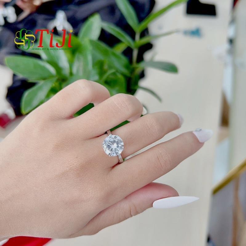 Nhẫn nữ inox mặt đá lớn 10 ly sáng đẹp không đen không gỉ sét