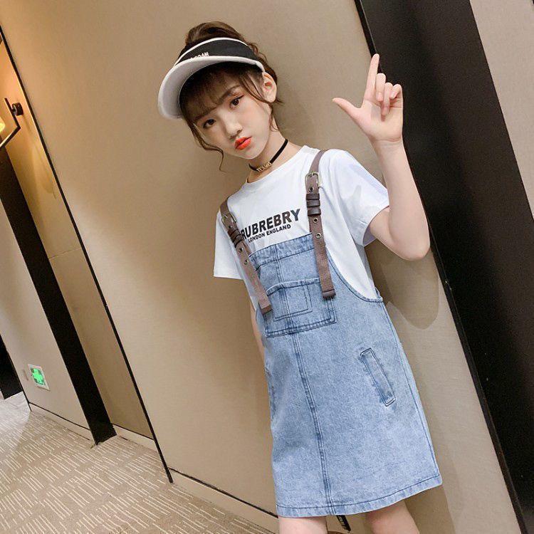 CHENGRUI 2023 Mùa xuân và mùa thu tây phiên bản Hàn Quốc của cô gái váy trẻ em denim dây đeo váy vest đầm bé