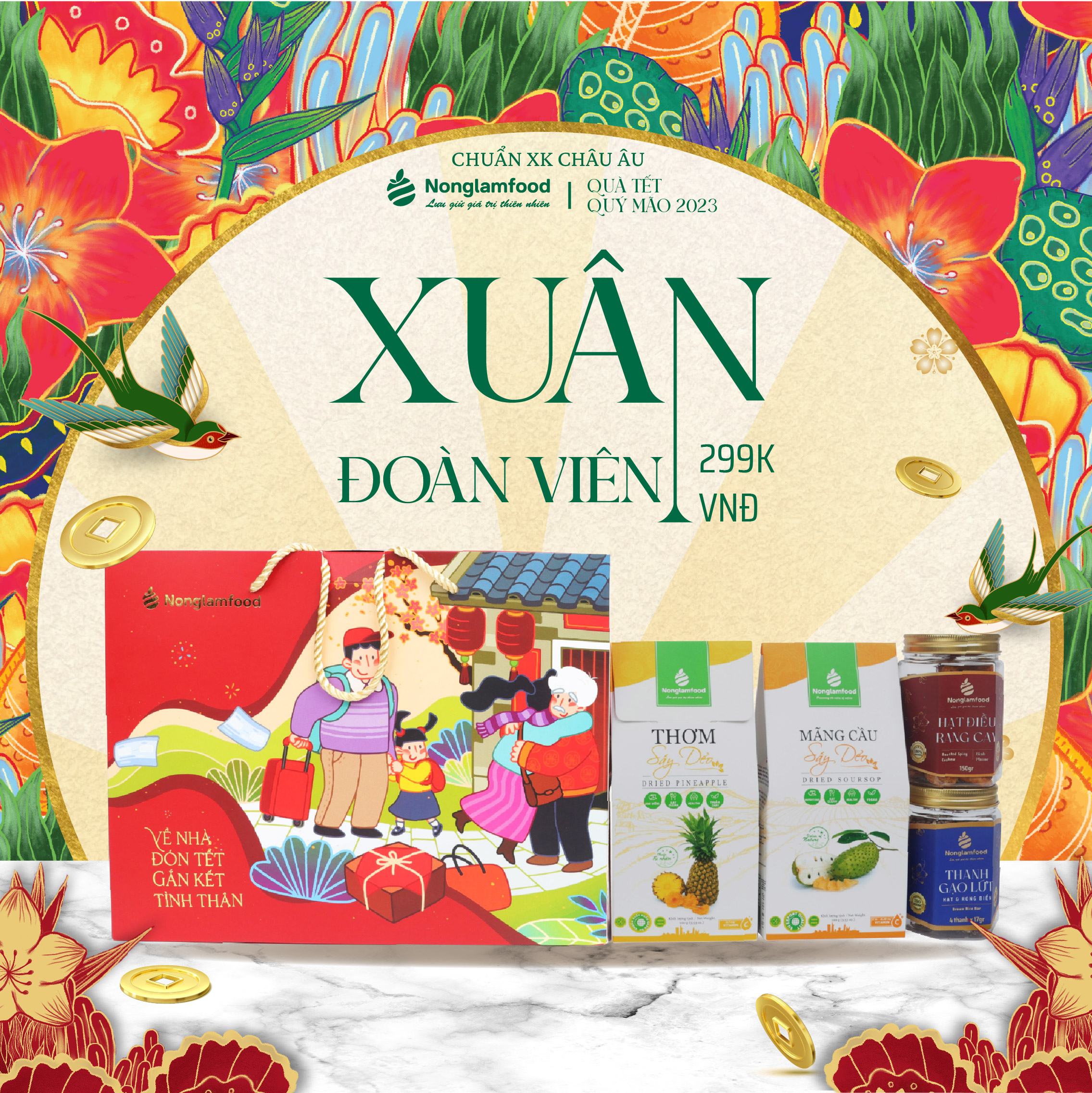 [BỘ QUÀ TẾT 2025] Set quà Tết Đoàn Viên 1 Nonglamfood| Hạt mứt tết cao cấp Xuân Ất Tỵ cho người thân