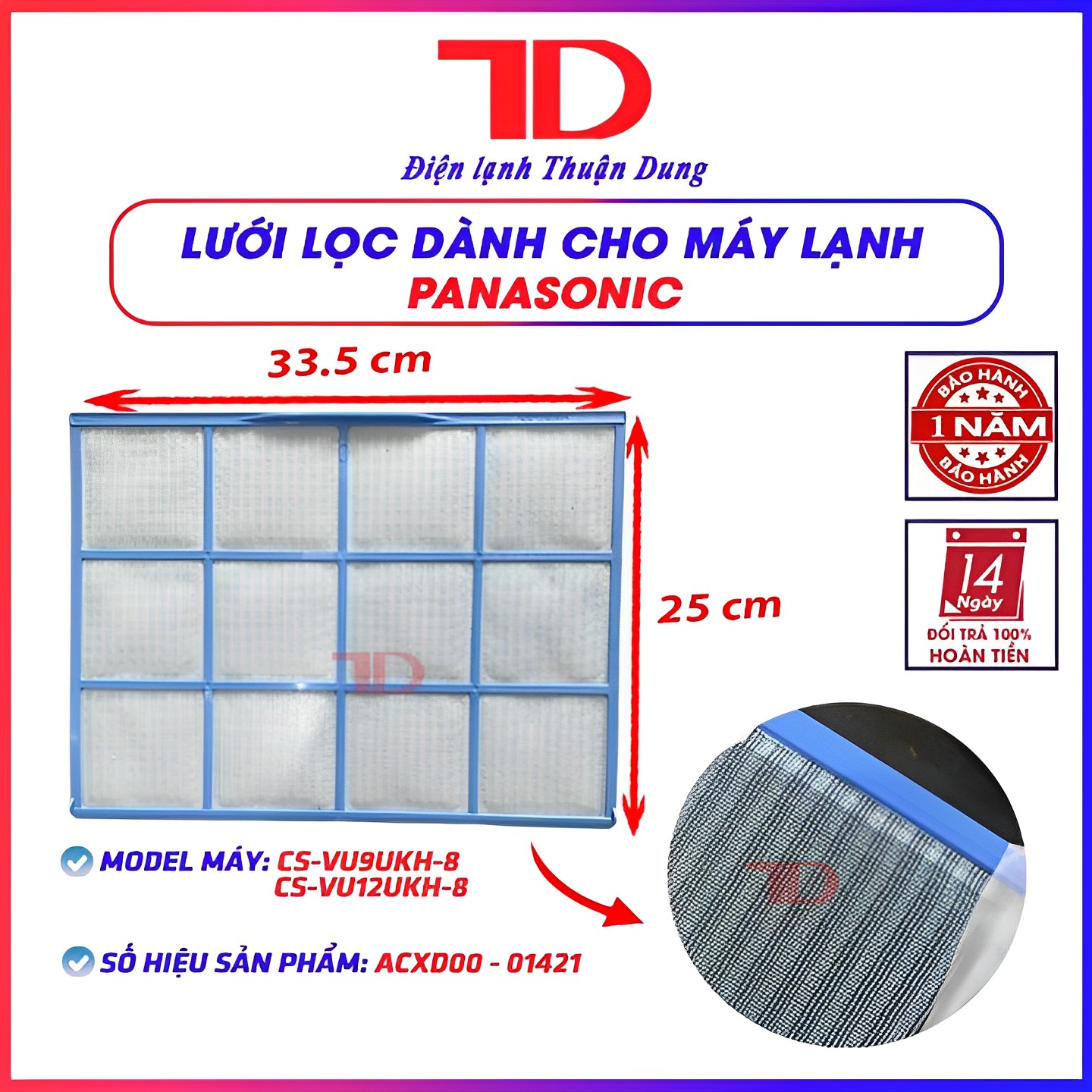 Lưới lọc điều hoà không khí dành cho máy lạnh các loại - Điện Lạnh Thuận Dung