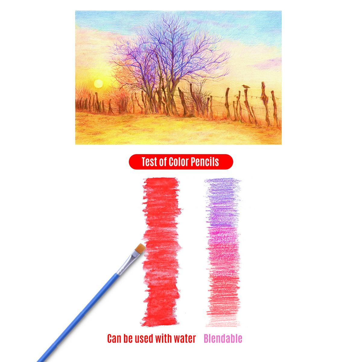 72 Colored Pencils Set Water-soluble Watercolor Pencils 3.3mm Thick Core Blendable Pencils with Brush Metal Storage Case