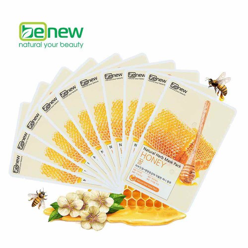 Bộ 10 mặt nạ Mật ong Benew Kháng khuẩn, chống lão hóa, se khít lỗ chân lông Hàn Quốc Benew Nature Herb Mask Pack Honey
