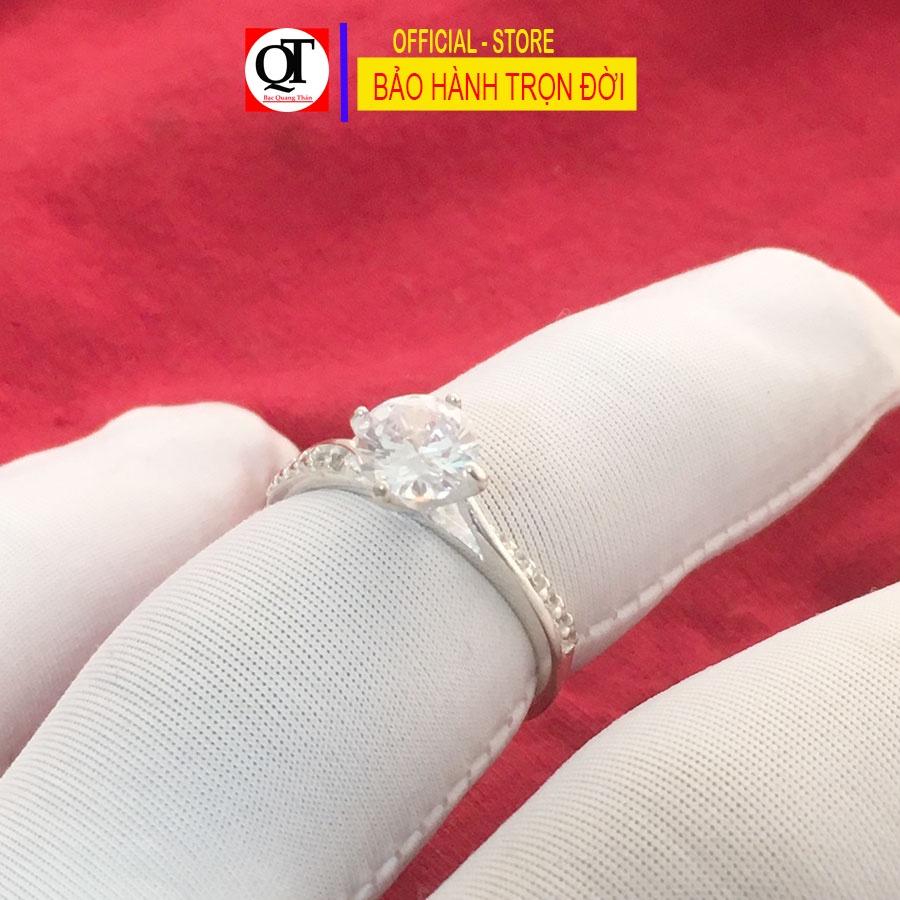 Nhẫn nữ Bạc Quang Thản gắn đá cobic trắng có thể chỉnh size theo yêu cầu - QTNU22