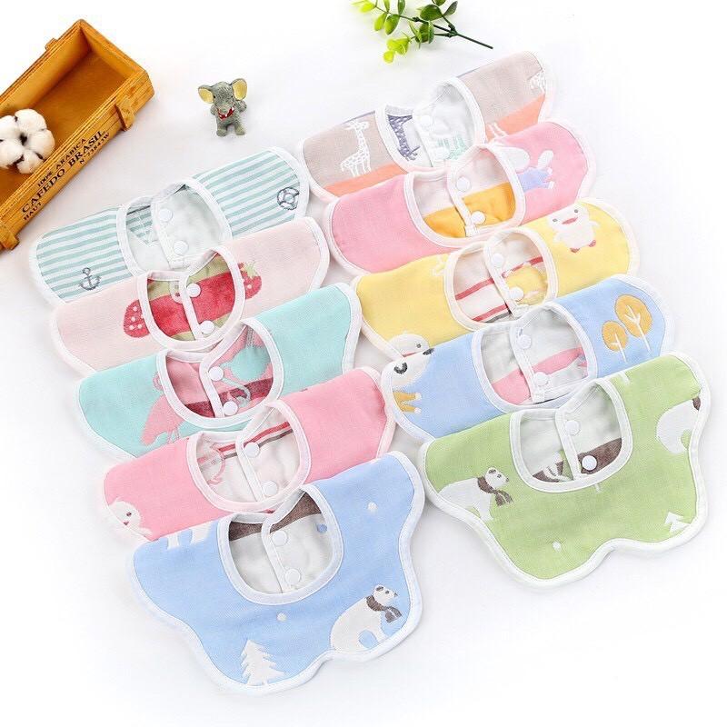 Yếm xô 6 lớp 100% cotton hoạ tiết dễ thương cho bé