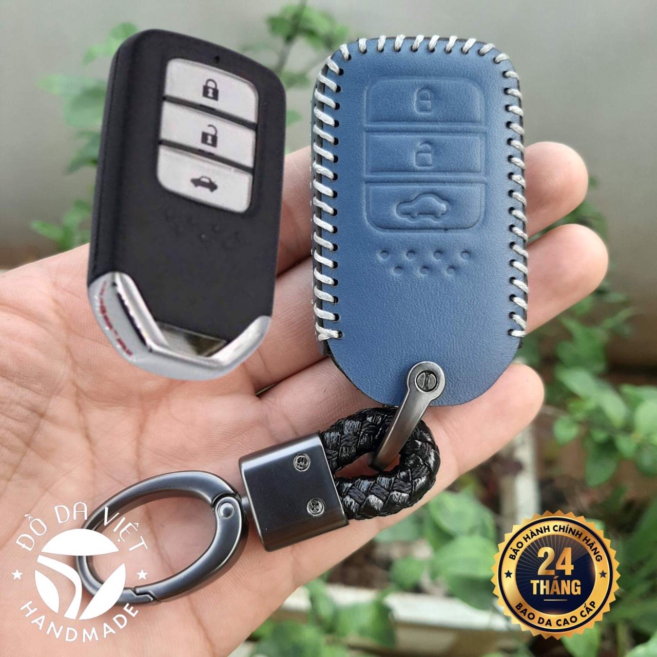 [Da Thật] Bao Da Chìa Khóa Honda CRV, City, Civic ( 3nút ). Da Bò Nhập Khẩu ITALIA, Khắc Tên + Số ĐT Chủ Xe