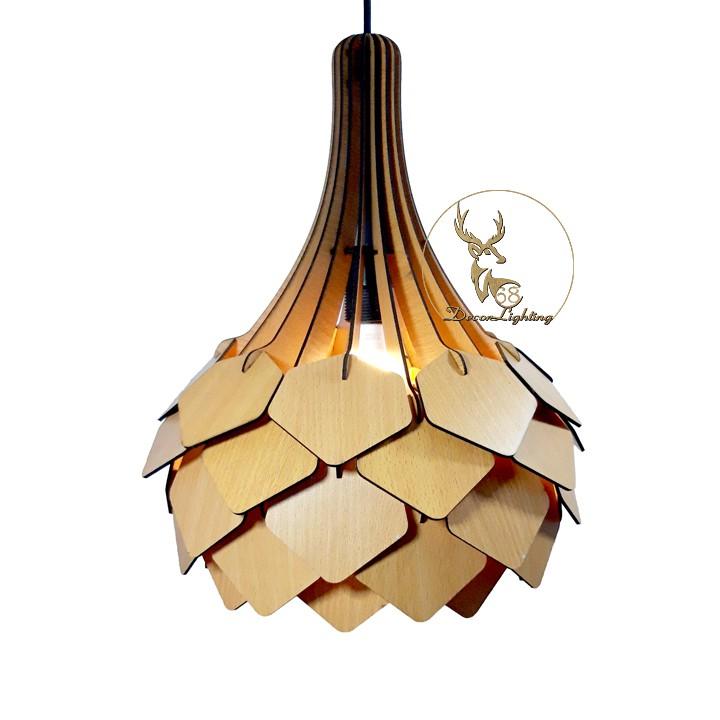Đèn gỗ , đèn trang trí, đèn thả trần, đèn decor phòng ngủ hoa Lài trang trí bằng gỗ cao cấp LP0971 (Màu Cam)