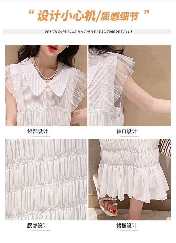 CHENGRUI Cô gái mùa hè chiffon rắn màu đầm 2023 trung bình trẻ em phong cách phương Tây thời trang mùa hè váy công chúa thời trang trẻ em