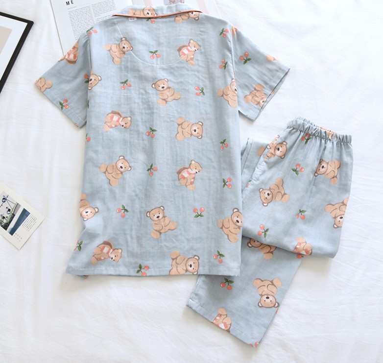 Pijama sau sinh thô đũi ngắn tay Azuno AZ2808 có thiết kế cho con bú