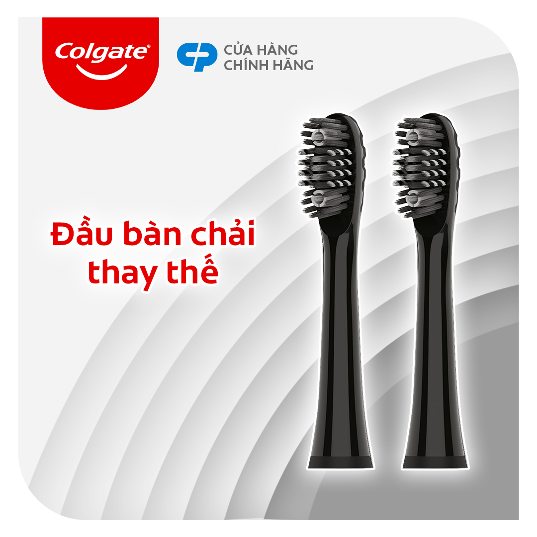 Combo Bàn chải điện Colgate Sonic 360 Charcoal với lông chải phủ than kháng khuẩn và 2 Đầu thay màu đen