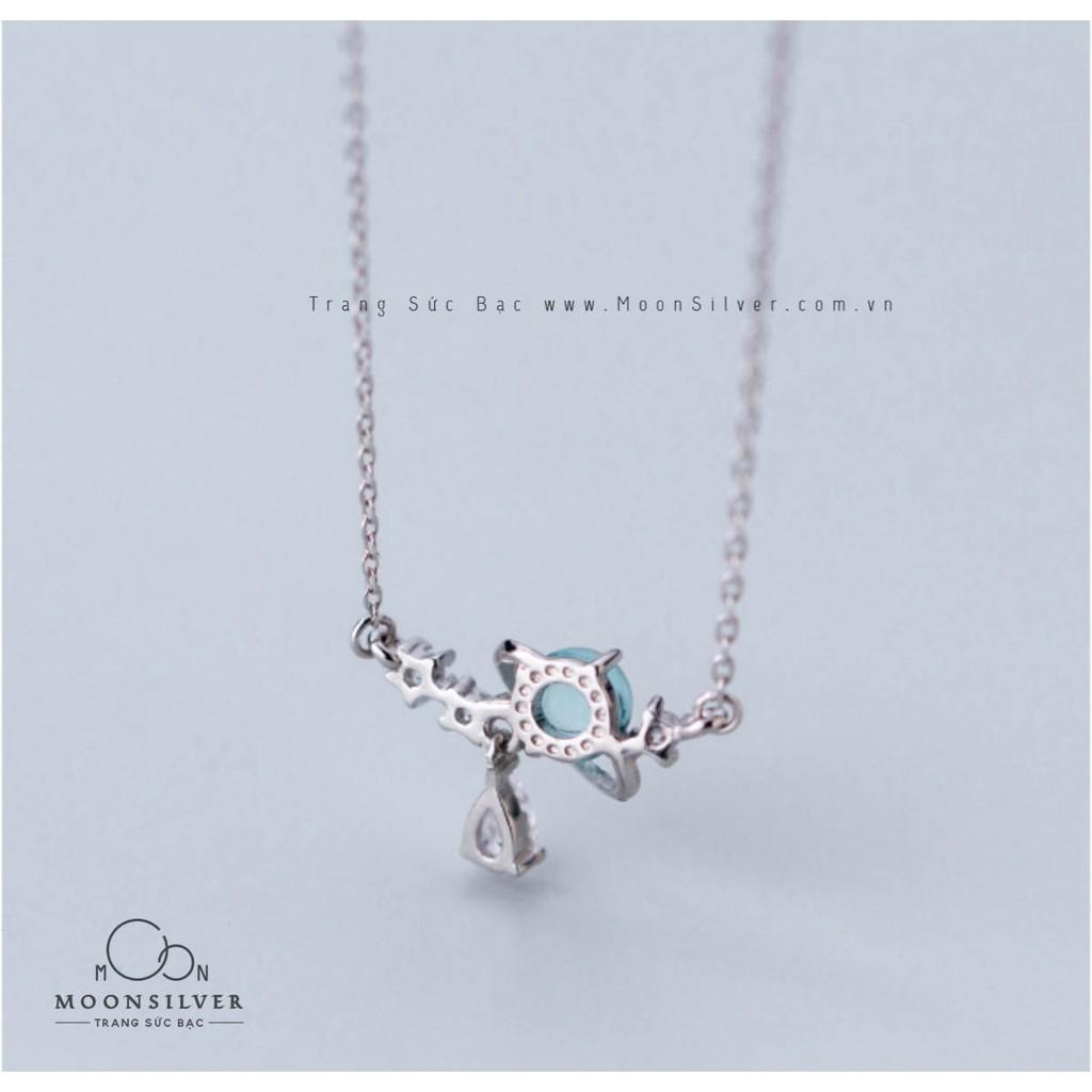 Dây chuyền bạc moonsilver vòng cổ bạc nữ Aurora chuỗi sao, hành tinh xanh, blue beautifull