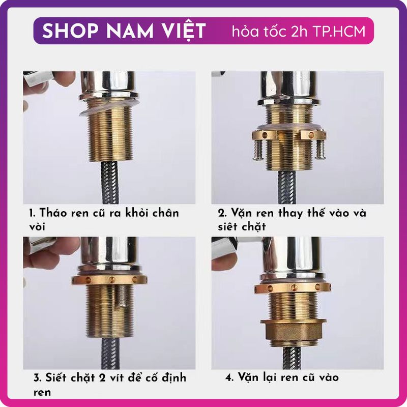 1 Bộ Đai Ốc Đệm Cao Su Cố Định Chân Vòi Nóng Lạnh, Rửa Chén, Lavabo (D32mm)