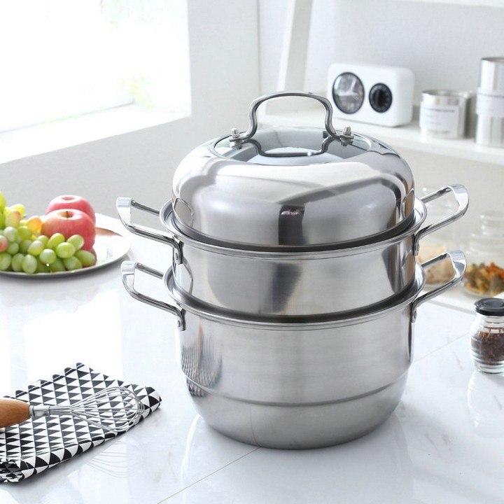 Nồi hấp Inox 3 tầng vung kín