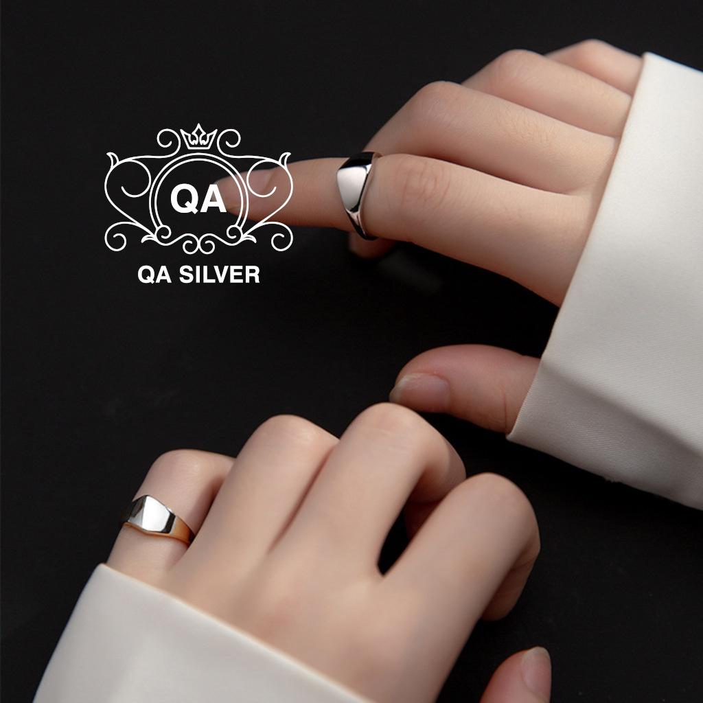 Nhẫn bạc 925 bản to form nhỏ ngón út khuyên kẹp vành nam nữ S925 MINIMAL QA Silver Ring RI220901