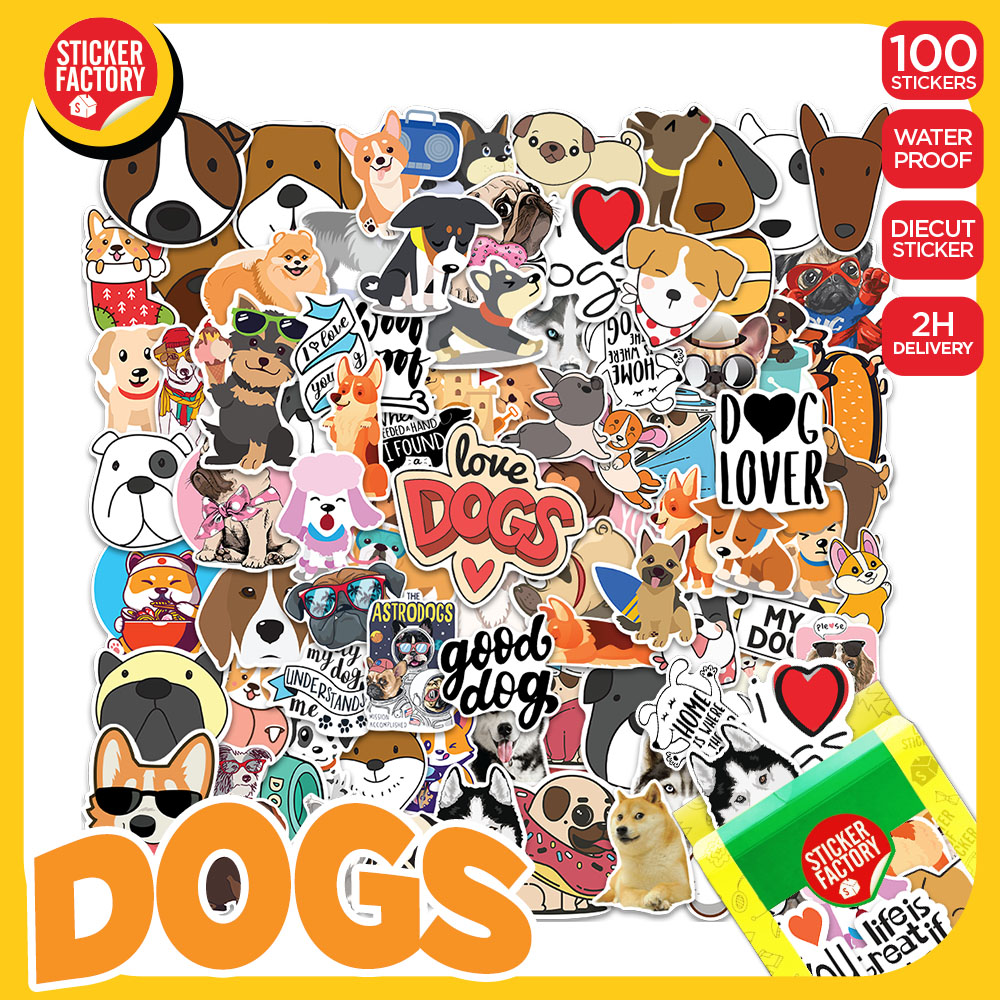Chó Dogs - Set 100 sticker decal hình dán nón bảo hiểm, laptop, xe máy, ô tô - STICKER FACTORY