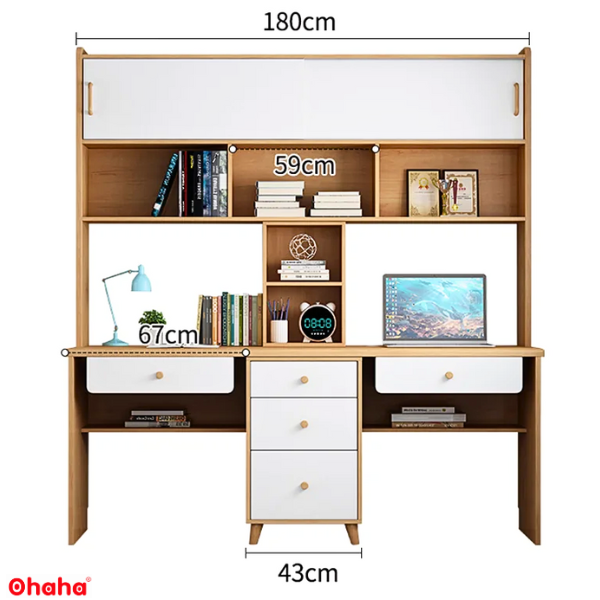 [Miễn phí vận chuyển &amp; lắp đặt tại TP.HCM] [CÓ VIDEO THỰC TẾ] Bàn học sinh thông minh cho bé đa năng có kệ sách Ohaha - BH010