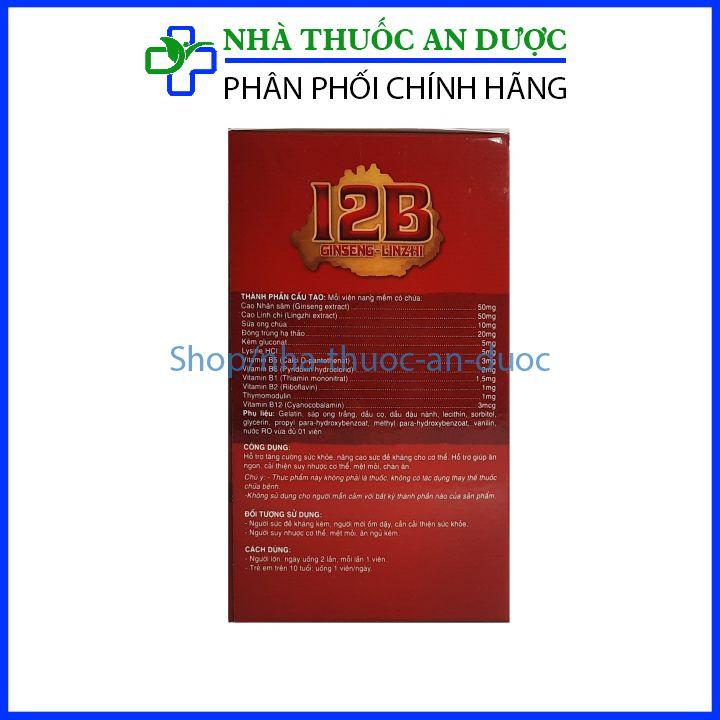 Viên uống 12B Ginseng-Linzhi hỗ trợ tăng cường sức khoẻ, nâng cao sức đề kháng cho cơ thể - 100 viên
