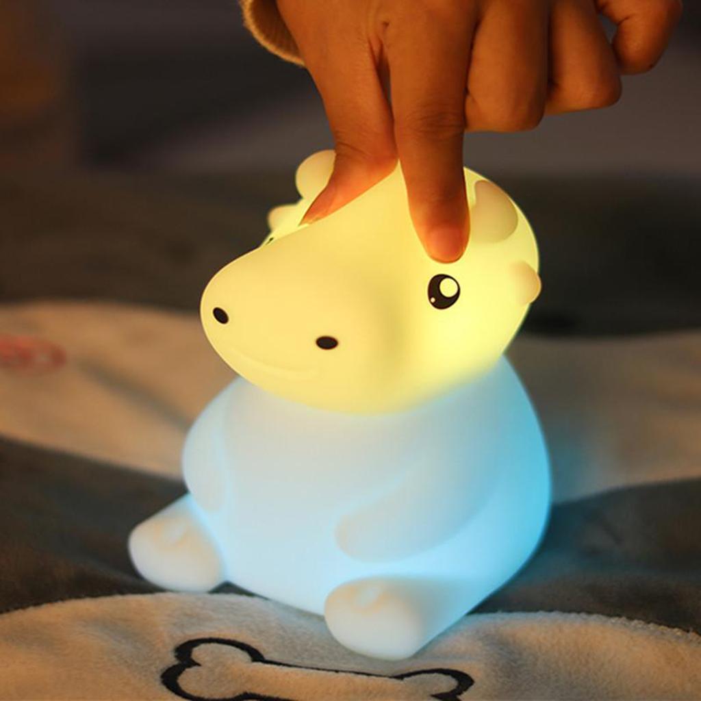 Silicone Cow LED Touch Sensor Night Light Cute Child Bedroom Lamp 7 Colors