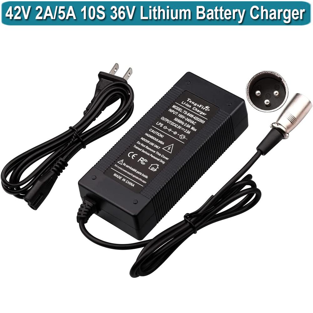 Bộ sạc pin 42V 2A 5A Bộ sạc pin 3 pin XLR cho xe tay ga xe đạp điện 36V 10S