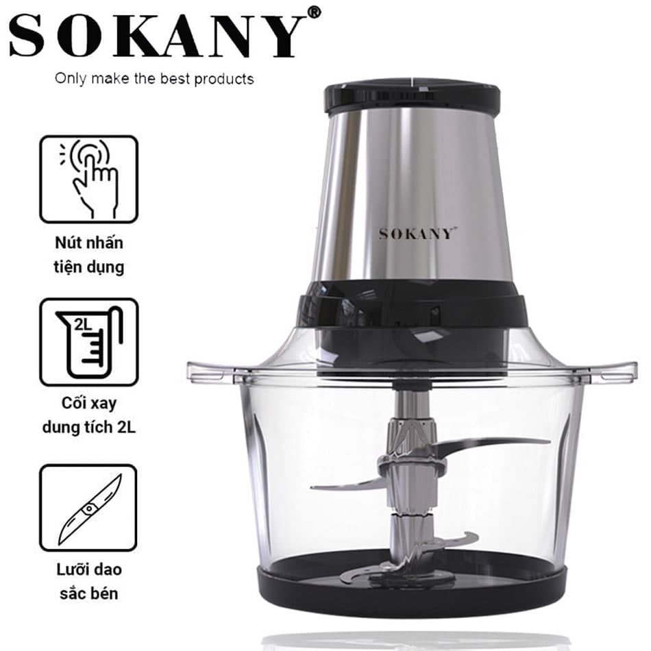 Máy Xay Thịt Đa Năng SOKANY SK7004A Cao Cấp Công Suất 800W Với Cối Thủy Tinh Dung Tích 2L Xay Nhuyễn Mọi Loại Thực Phẩm - HÀNG CHÍNH HÃNG - DELIYA