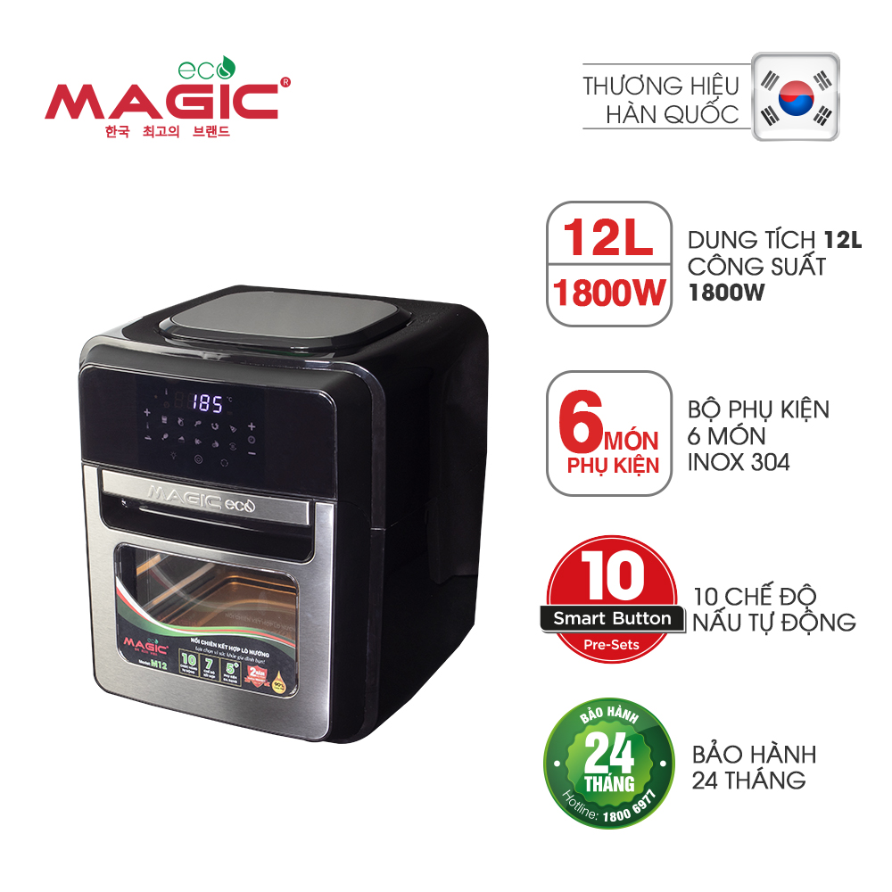 Nồi chiên không dầu kết hợp lò nướng Magic Eco M12 12L - Hàng chính hãng