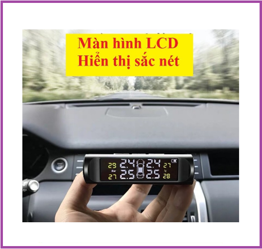Cảm biến áp suất lốp xe ô tô thông minh màn hình LCD, chạy bằng năng lượng mặt trời lắp van ngoài. Hệ thống báo động an ninh cho oto, xe hơi, cảm biến lốp.