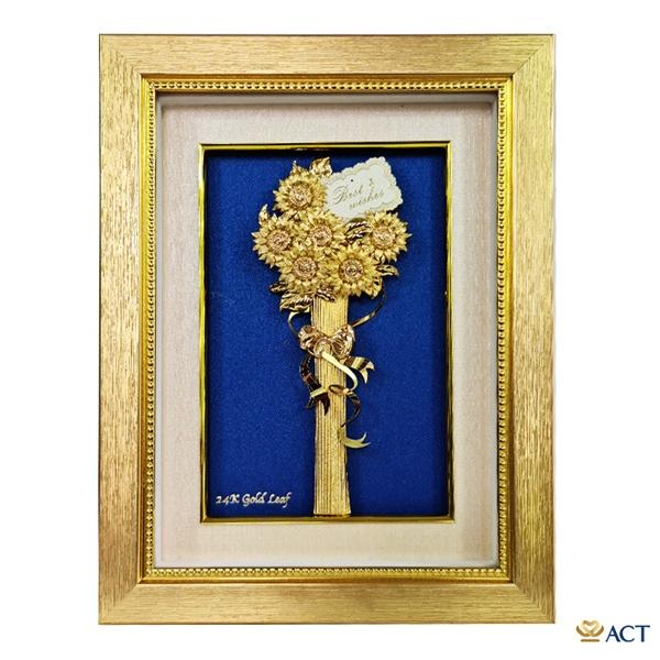 Tranh hoa hướng dương dát vàng 20x26 cm- quà tặng vợ, quà tặng bạn gái, quà 20/10, quà 8/3, quà valentine,...