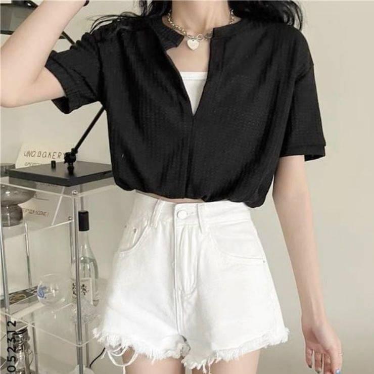 [L2M] SET 2 ÁO LIỀN NHAU len dệt kim Montoghi Quảng Châu cổ V dáng croptop nhúm eo siêu xinh