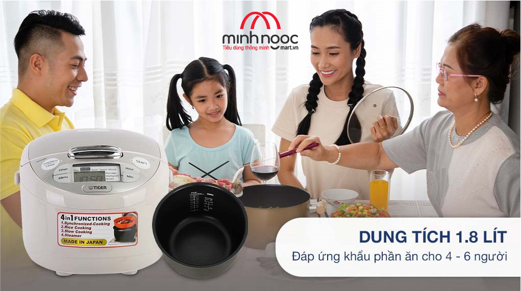 HÀNG CHÍNH HÃNG: Nồi cơm điện Tiger dung tích 1.8l JAX - S18W MADE IN JAPAN
