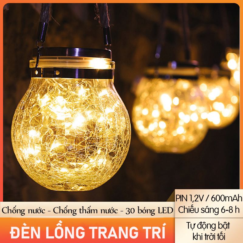Đèn năng lượng mặt trời trang trí sân vườn treo cây hình hũ,lung linh - K1518