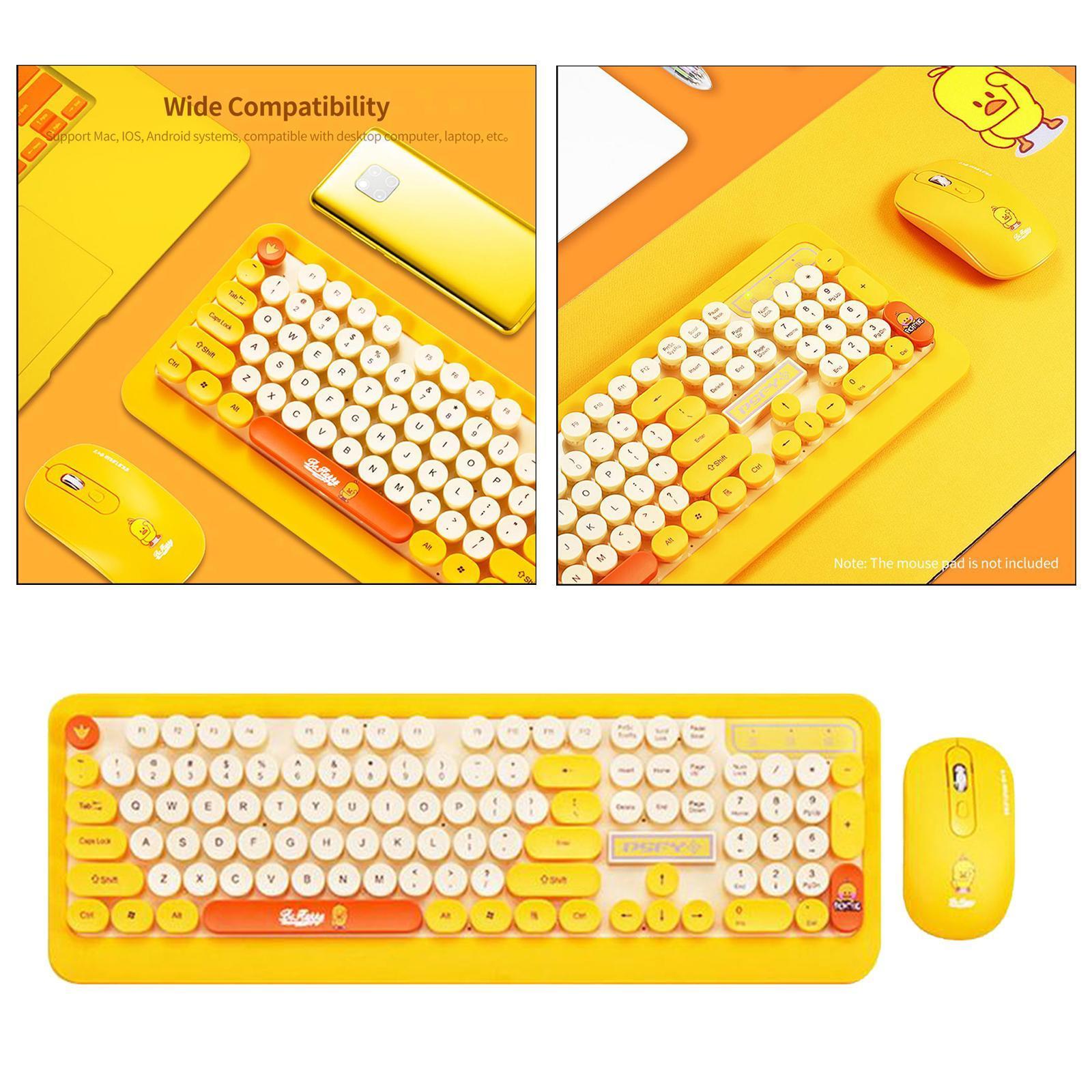 Desktop 2.4G Wireless Keyboard & Mouse Combo Retro Round Key