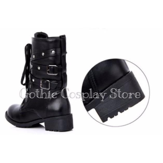 Giày boot cổ cao chiến binh cosplay phong cách Nhật phối dây quấn cực cá tính ( size 35-42 )