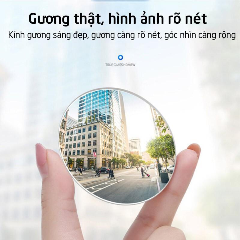 Bộ 2 gương cầu lồi 3 cm chiếu hậu xóa điểm mù xe hơi, ô tô, xe tải tăng độ an toàn, xoay 360 độ cố định