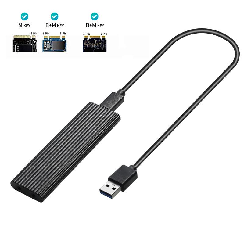 Trường hợp M2 SSD NVME bao vây M.2 sang bộ chuyển đổi USB SSD cho NVME PCIE NGFF M.2 SATA SSD M/B M Key 2230/2242/2260/2280 M2 Giao thức kép