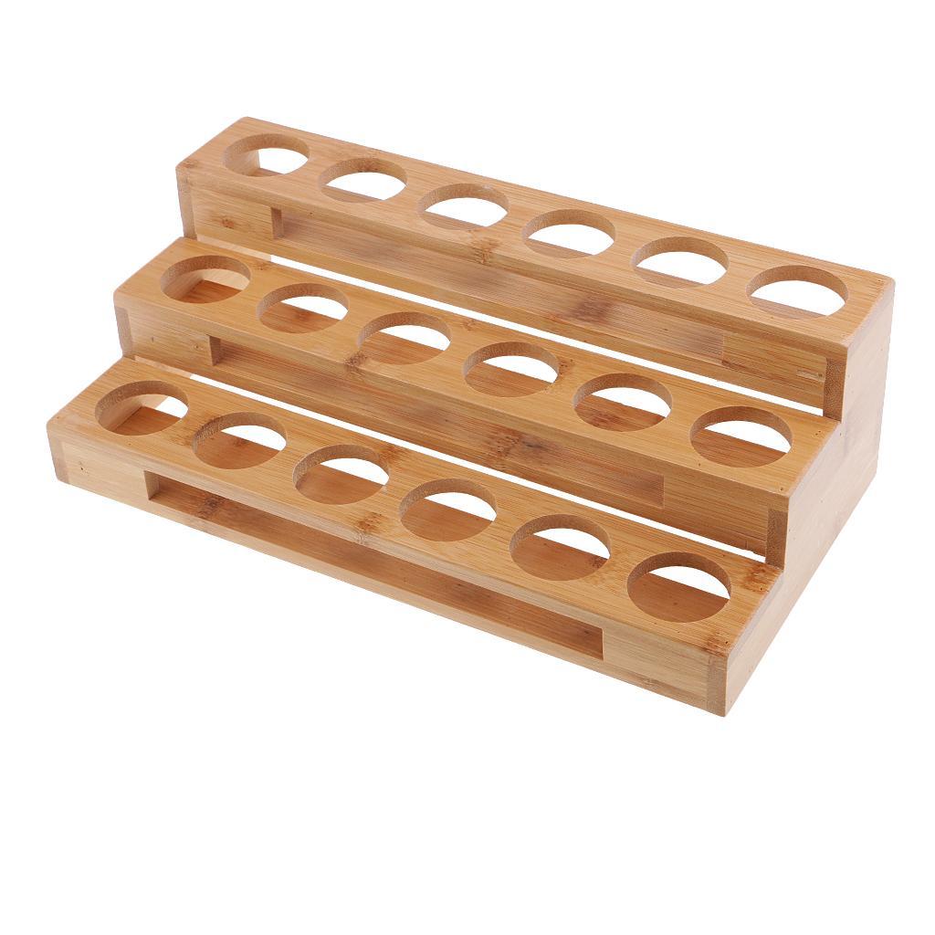 2pcs 18 Slot Essential Oil Wooden Rack Tray Organizer - 3 Tiers Storage Case