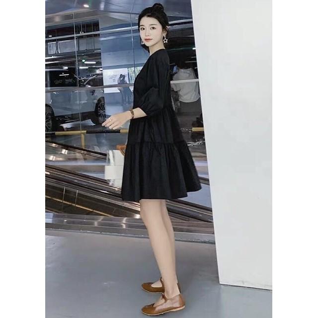 Đầm Suông Ngắn Cổ V Nhiều Màu
