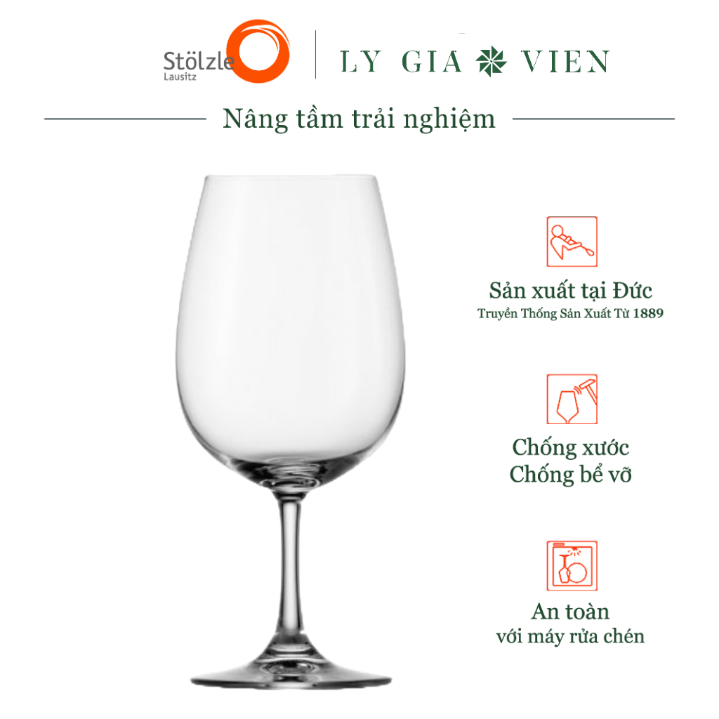 Ly Thủy Tinh Uống Rượu Vang Đỏ Stölzle Lausitz Weinland Red Wine Glass - Kiểu Dáng Hài Hòa - Lý Tưởng Cho Các Loại Rượu Vang Đỏ Cổ Điển