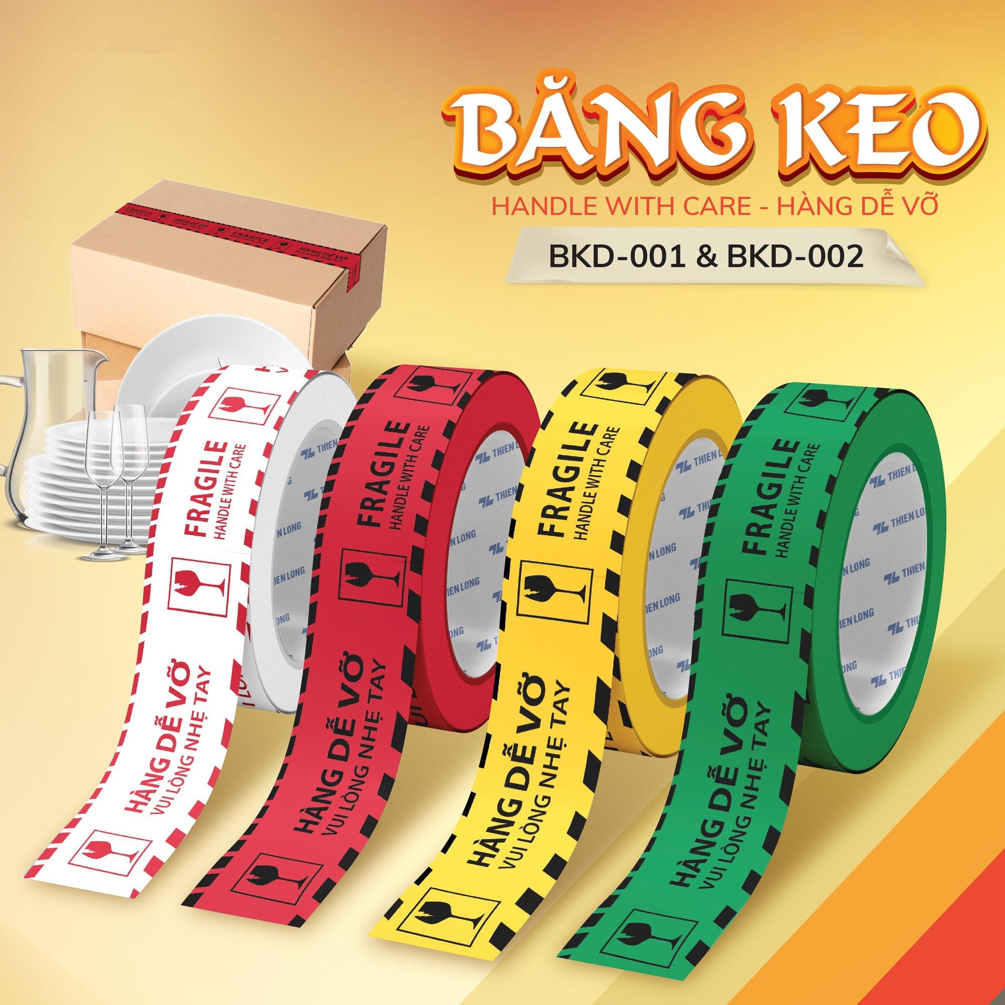 Băng keo đục hàng dễ vỡ Fragile Handle With Care Thiên Long BKD-002 - 80m